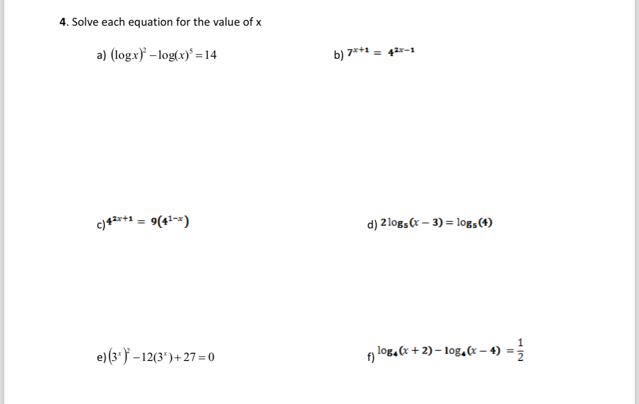 Solved Solve each equation for the value of | Chegg.com