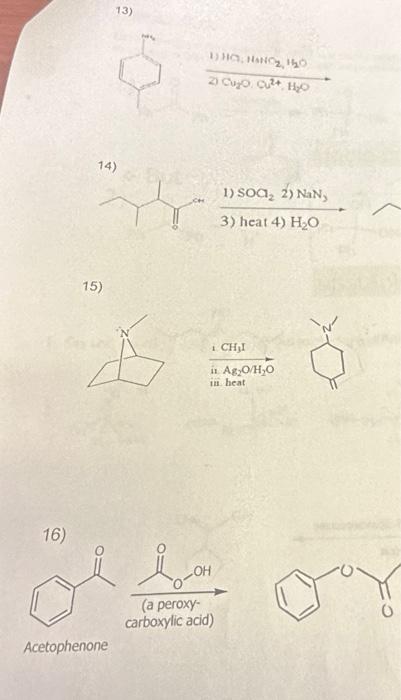 Solved 13) 21Cu2O⋅Cu2+H2O 1) HO3HNC2,H2O 14) 1) SOO2 2) NaN3 | Chegg.com