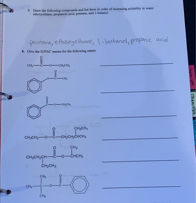 Solved B. Draw The Following Compounds And List Them In | Chegg.com