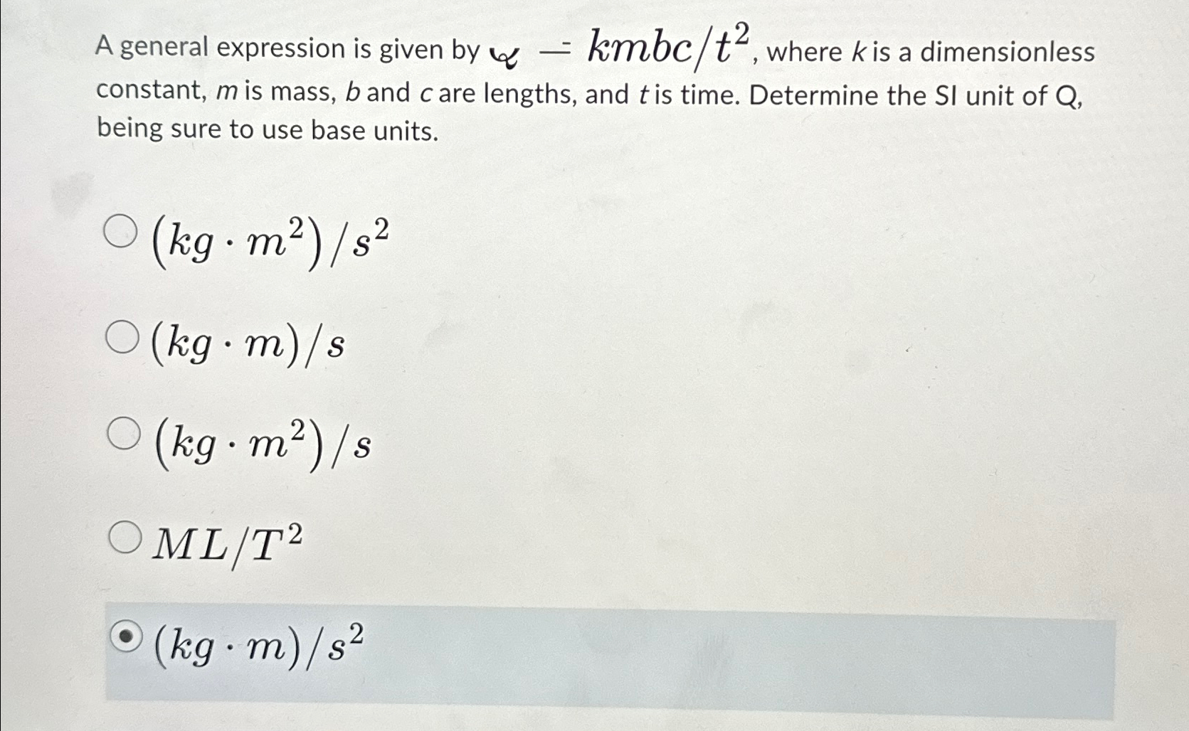 Solved A general expression is given by α-kmbct2, ﻿where k | Chegg.com