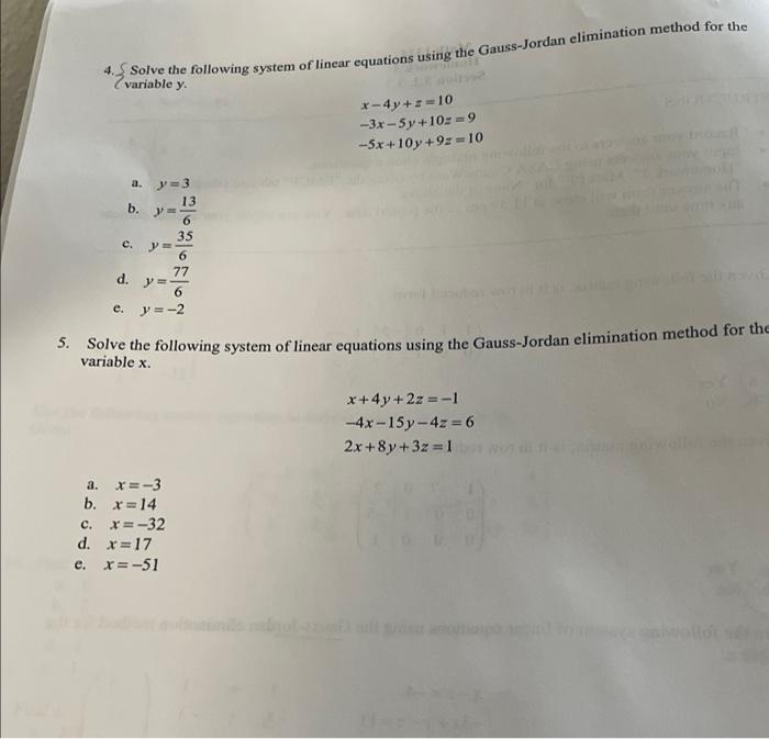 Solved Solve the following system of linear equations using | Chegg.com