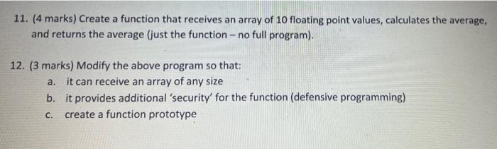 Solved 11. (4 marks) Create a function that receives an | Chegg.com