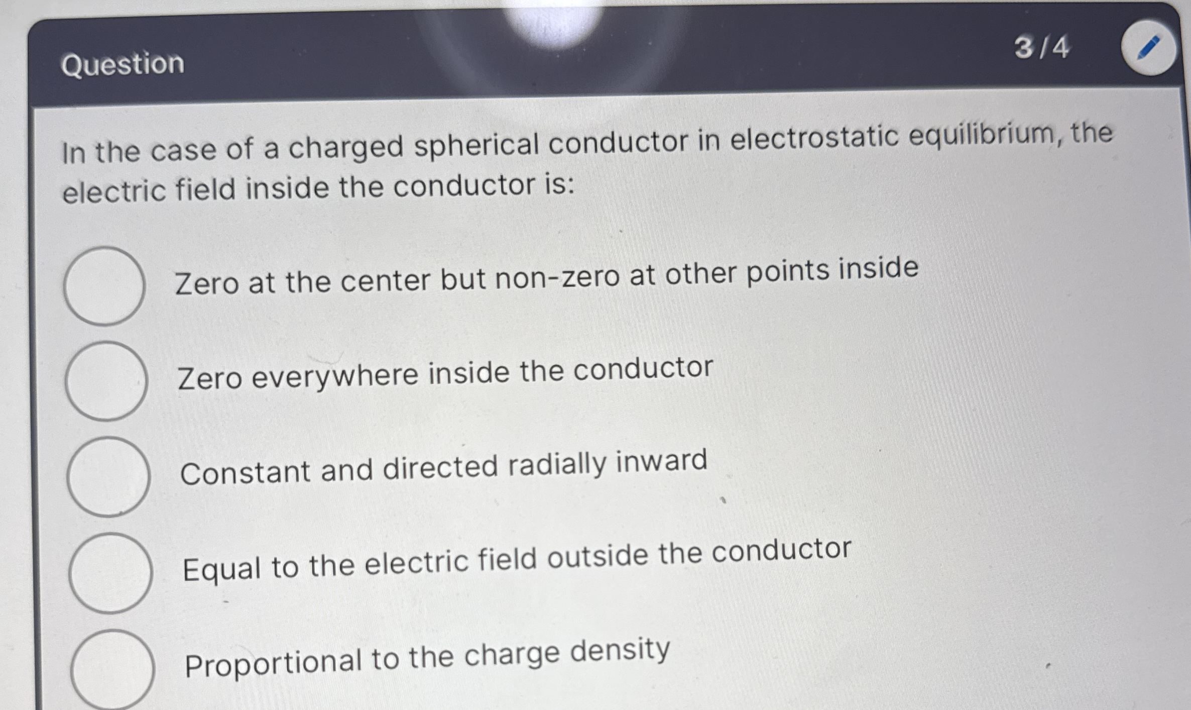 Solved Question34In the case of a charged spherical | Chegg.com