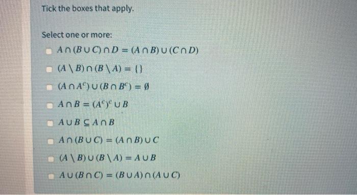 Solved Tick the boxes that apply. Select one or more: | Chegg.com