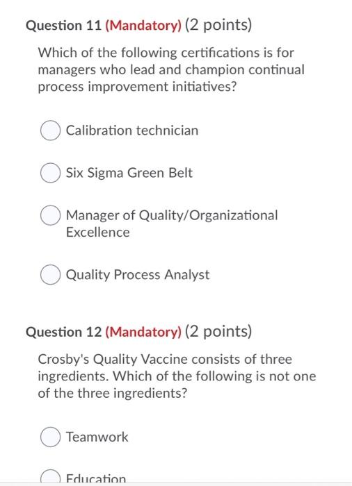 Solved Question 7 Mandatory 2 Points The Total Qualit Chegg Com