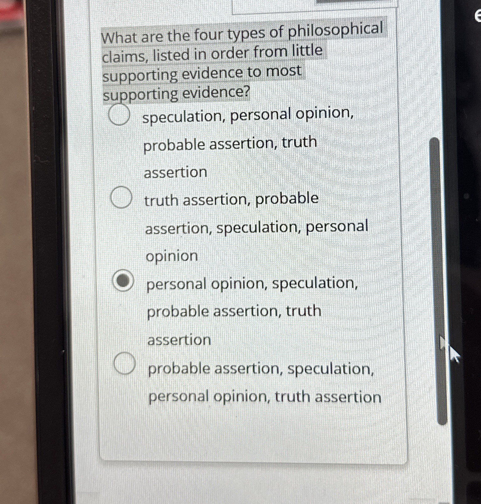 Solved What are the four types of philosophical claims, | Chegg.com