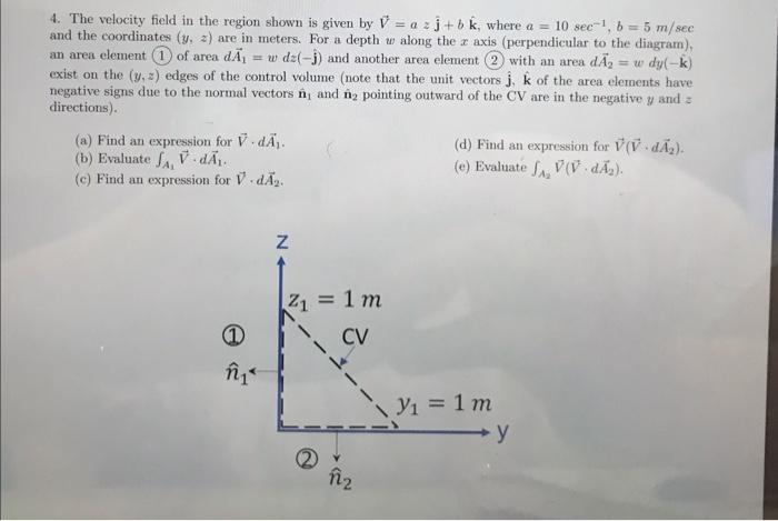 Solved 4. The Velocity Field In The Region Shown Is Given By | Chegg.com