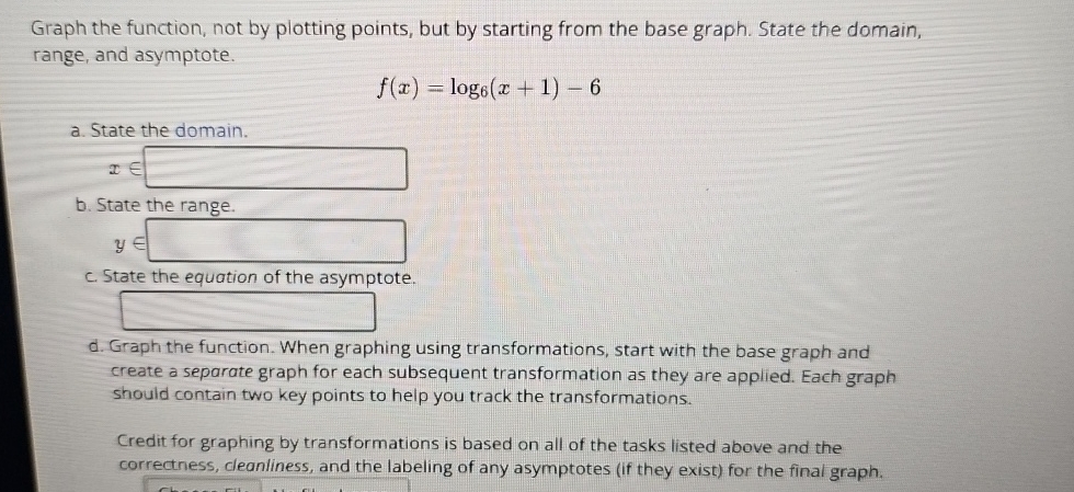Solved Graph the function, not by plotting points, but by | Chegg.com