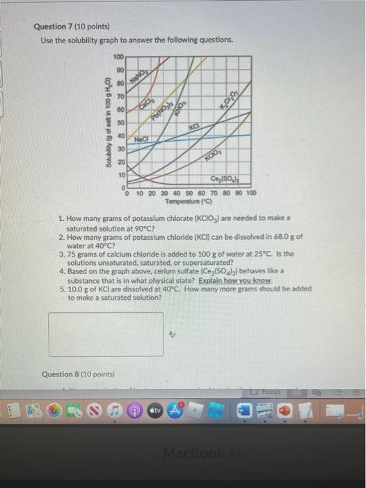 Solved Question 7 (10 points) Use the solubility graph to | Chegg.com