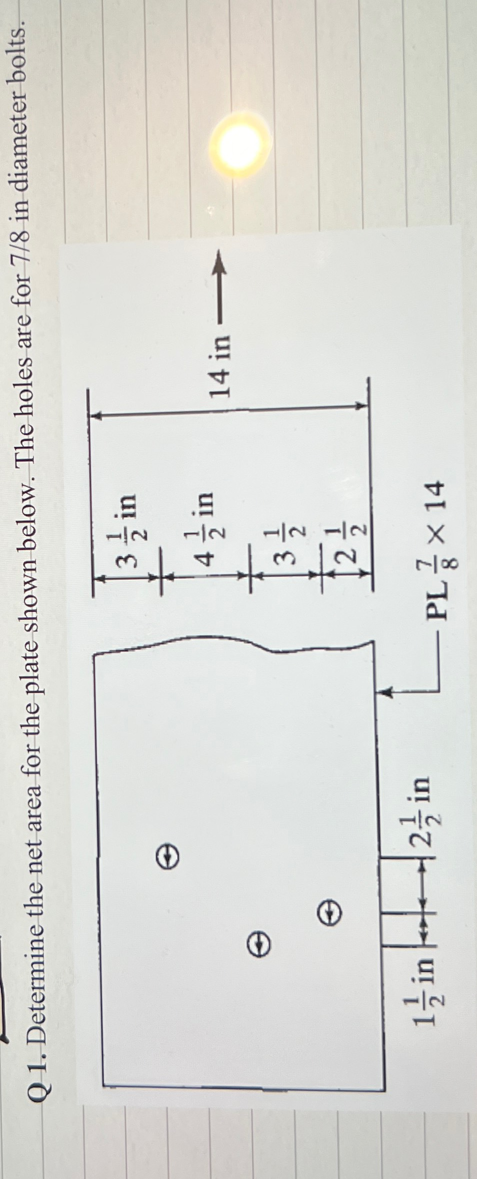 Solved Q 1. ﻿Determine the net area for the plate shown | Chegg.com