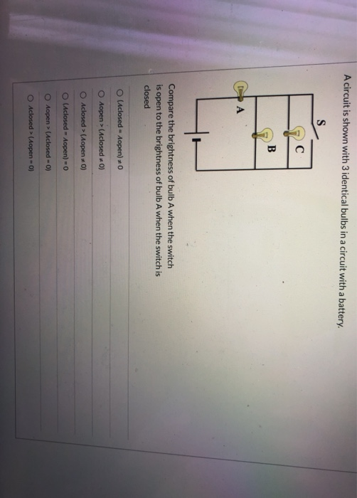 Solved A Circuit Is Shown With 3 Identical Bulbs In A | Chegg.com