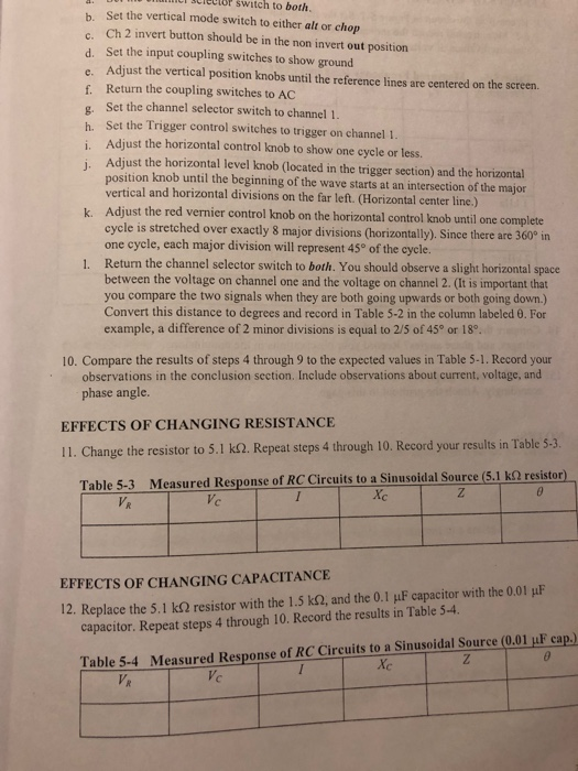 Solved LAB 5 SERIES RC SINUSOIDAL RESPONSE OBJECTIVES: 1. To | Chegg.com