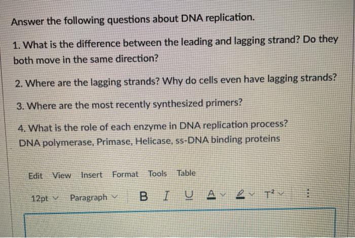 Solved Answer the following questions about DNA replication. | Chegg.com