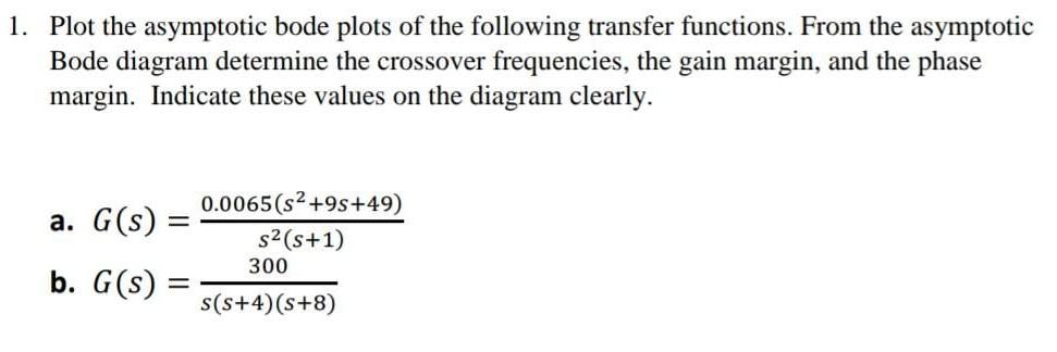 Solved Plot the asymptotic bode plots of the following | Chegg.com