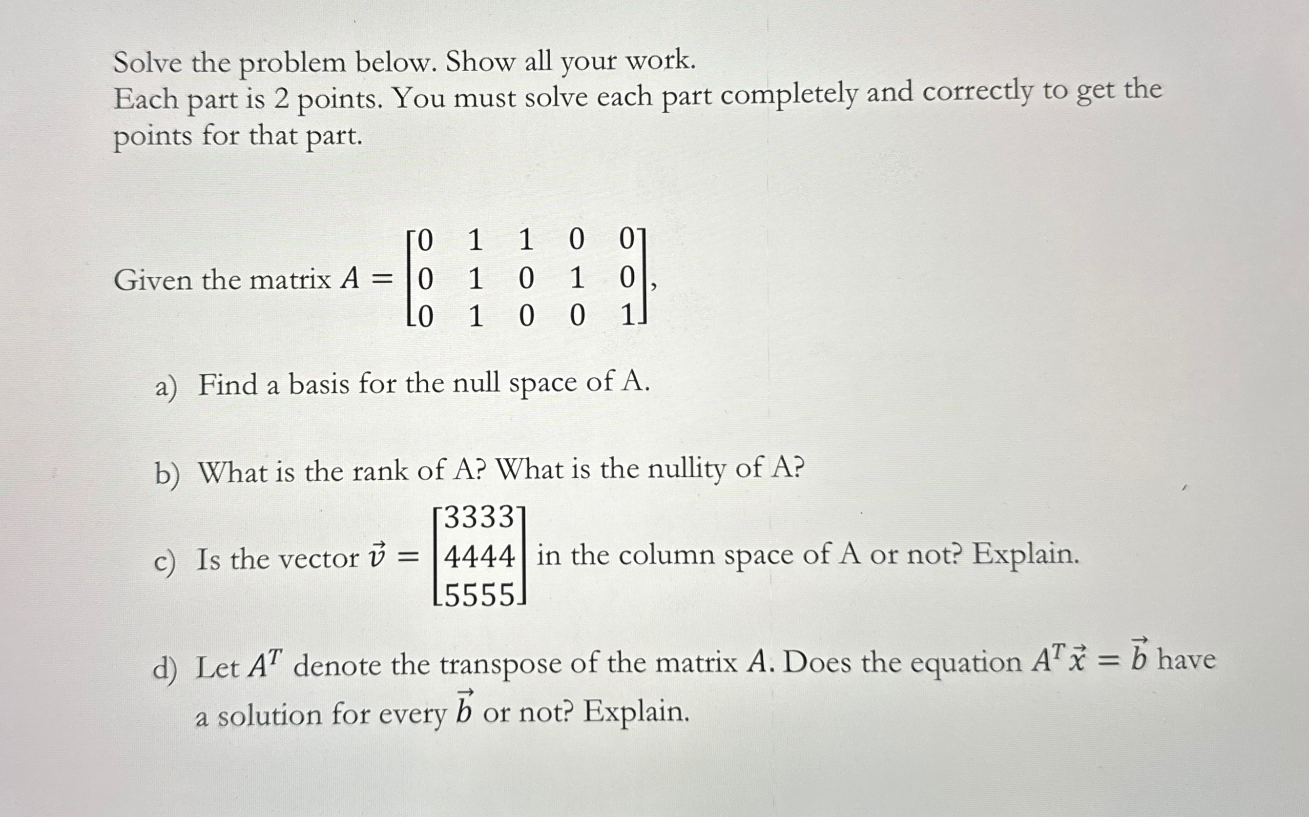 Solved Solve the problem below. Show all your work. Each | Chegg.com