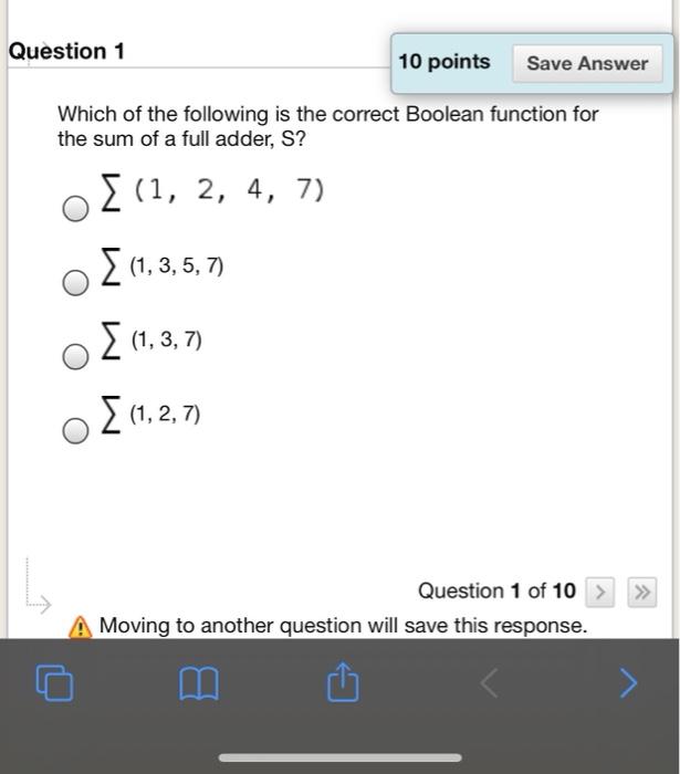 Solved Question 1 10 points Save Answer Which of the | Chegg.com