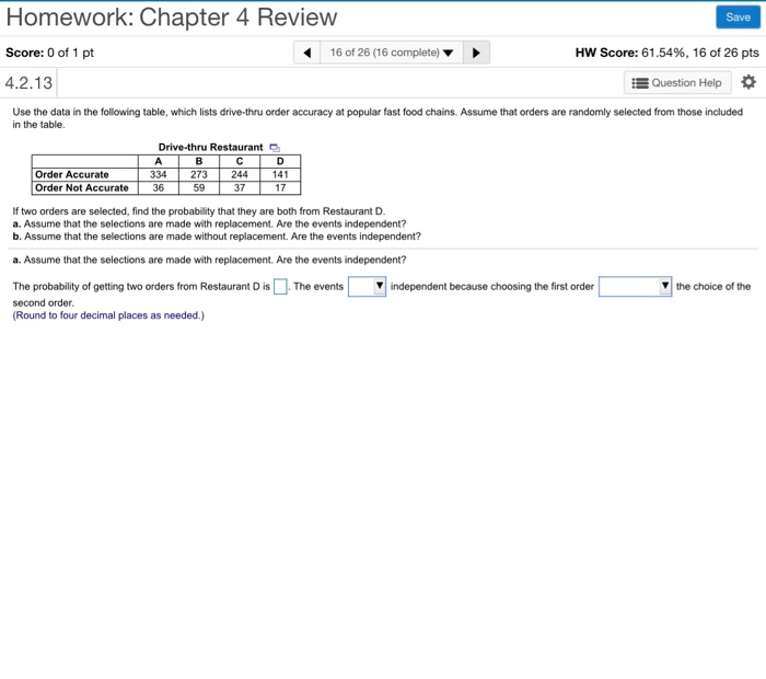 Solved Homework: Chapter 4 Review Save Score: 0 of 1 pt 13 | Chegg.com