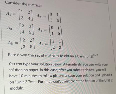 Consider the matrices
\[
\begin{array}{ll}
A_{1}=\left[\begin{array}{ll}
1 & 2 \\
3 & 4
\end{array}\right] & A_{2}=\left[\beg