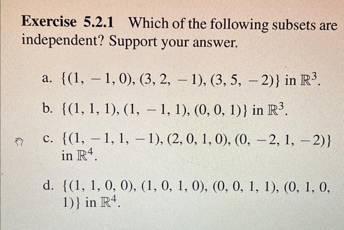 Solved Exercise 5.2.1 Which Of The Following Subsets Are | Chegg.com