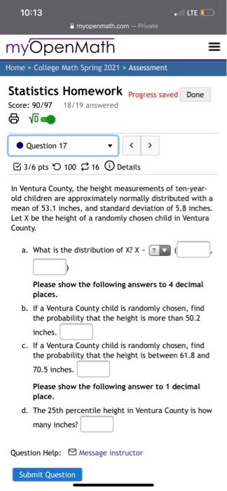Solved III 10:13 LED myopenmath.com - Private myOpenMath | Chegg.com