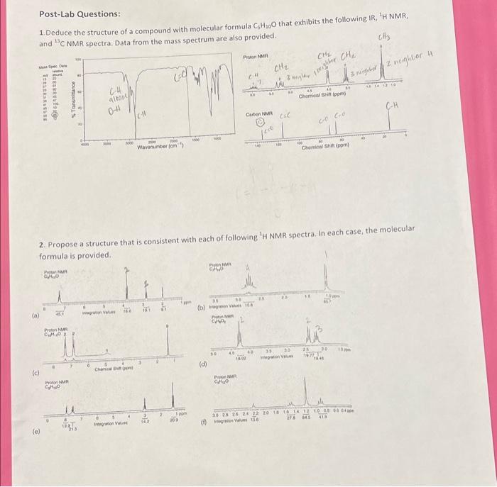 Post-Lab Questions:
1.Deduce the structure of a compound with molecular formula \( \mathrm{C}_{5} \mathrm{H}_{20} \mathrm{O}