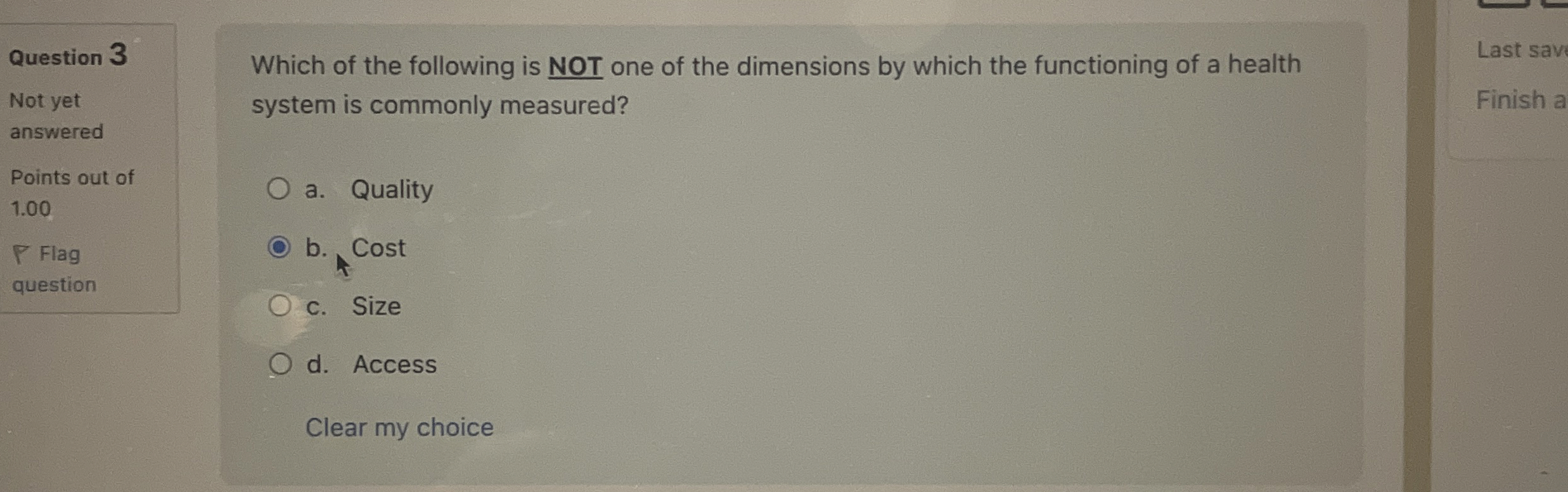 Solved Question 3Not yet answeredPoints out of 1.00P Flag | Chegg.com