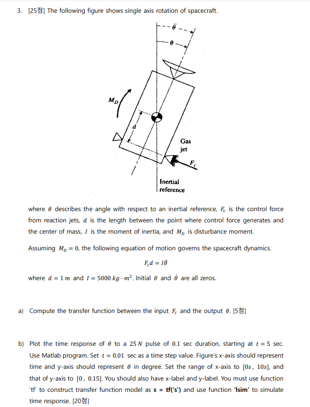 Solved [25점] ﻿The following figure shows single axis | Chegg.com