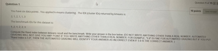 Solved question 1 of 15 Question 1 10 points You have six | Chegg.com