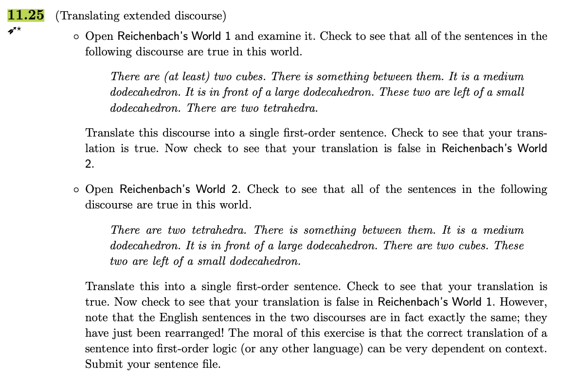Solved 11.25 (Translating extended discourse) (LPL 11.25)- | Chegg.com