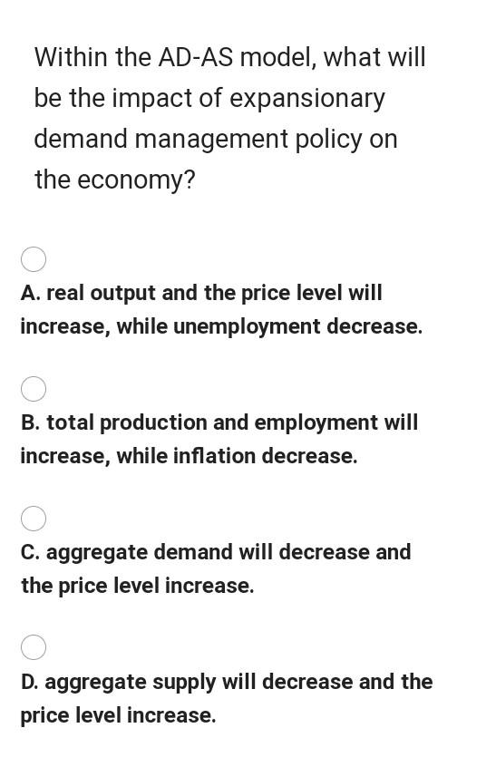 Solved In the AD-AS model, a simultaneous decrease in output | Chegg.com