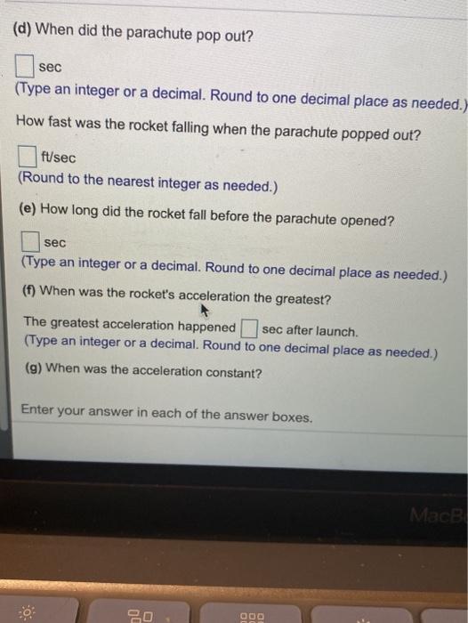 Solved A Model Rocket Is Launched With An Initial Upw vrogue.co