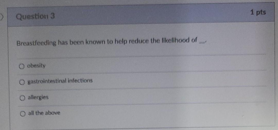 Solved 1 pts Question 2 The concept that a child develops | Chegg.com