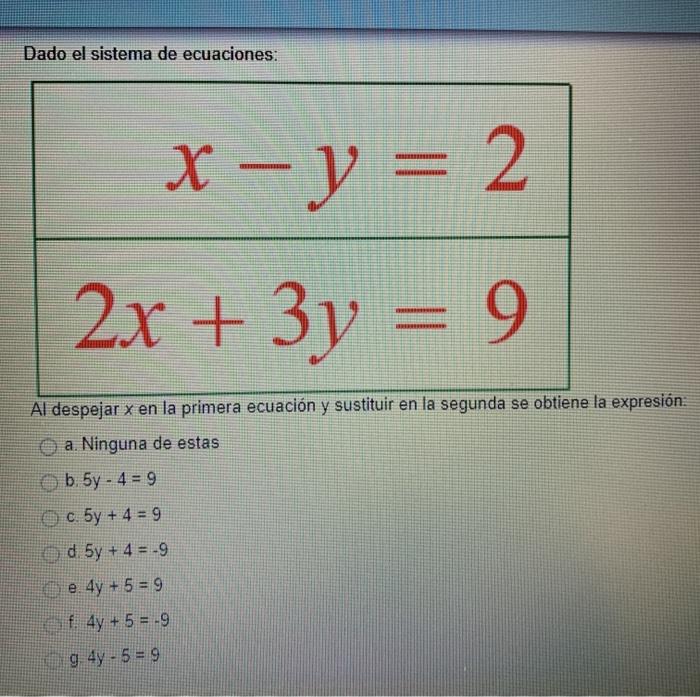 Solved Dado El Sistema De Ecuaciones X Y 2 2x 3y Chegg Com