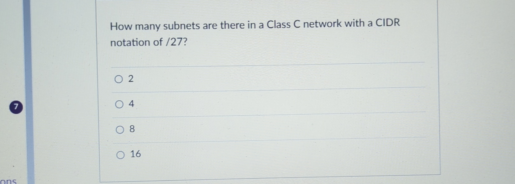 Solved How many subnets are there in a Class C ﻿network with | Chegg.com