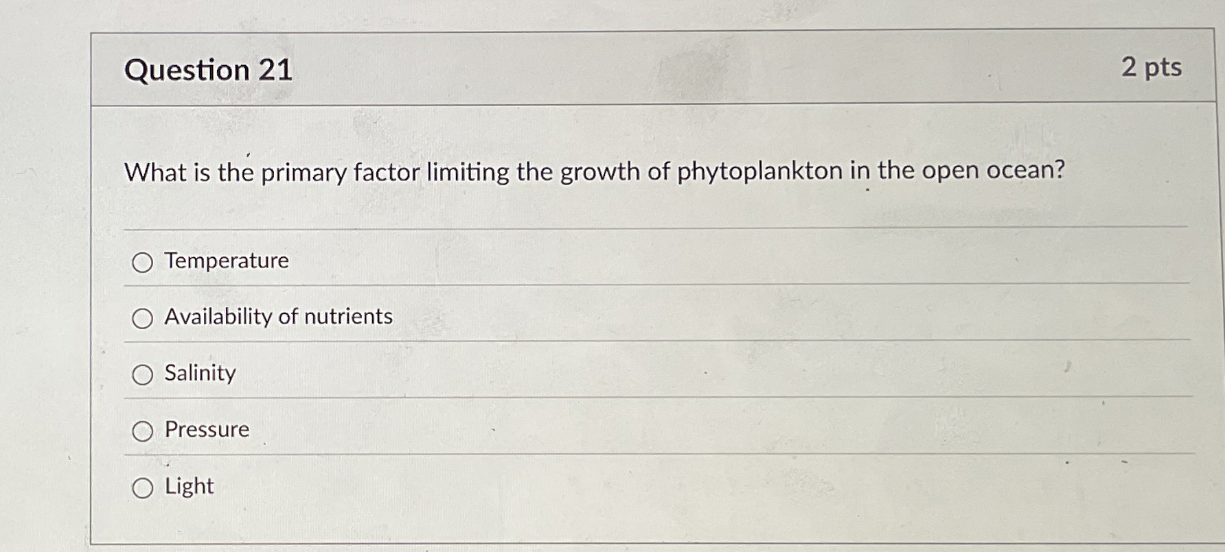 Solved Question Pts What Is The Primary Factor Limit