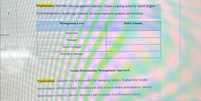 Solved Explanation: Describe who can approve contracts. | Chegg.com