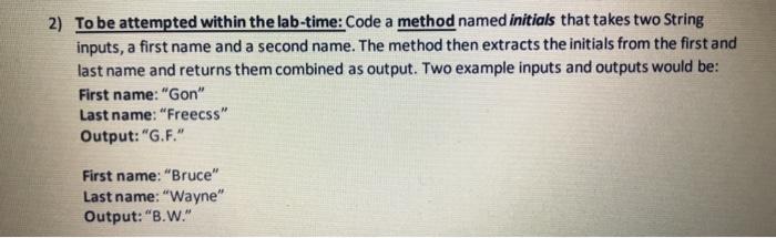 Solved 2) To be attempted within the lab-time: Code a method | Chegg.com