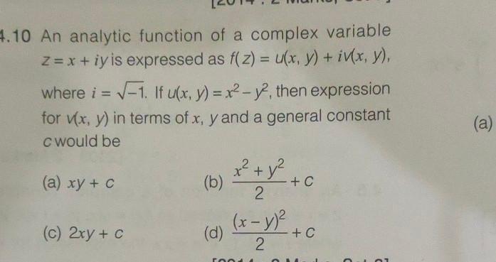 Solved (a) 7.10 An analytic function of a complex variable | Chegg.com