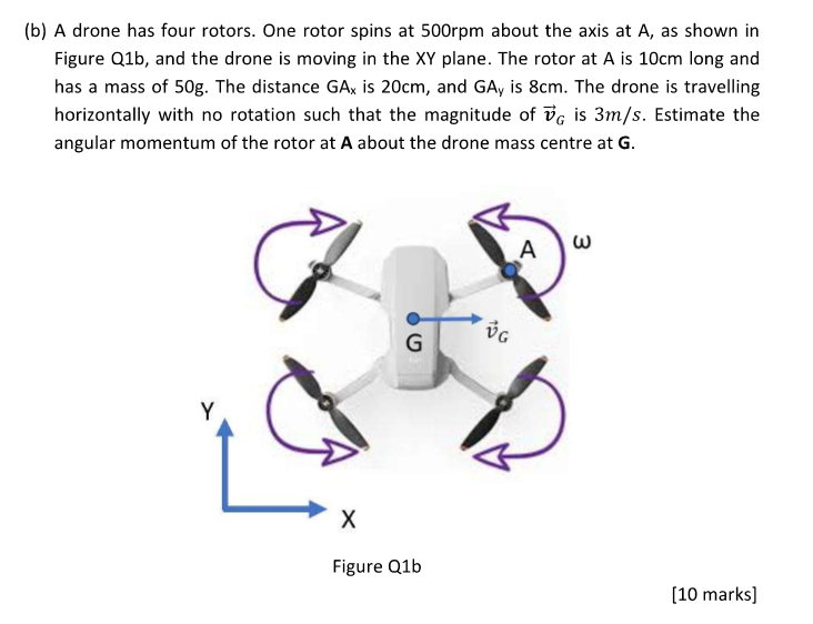 Solved (b) ﻿A drone has four rotors. One rotor spins at | Chegg.com