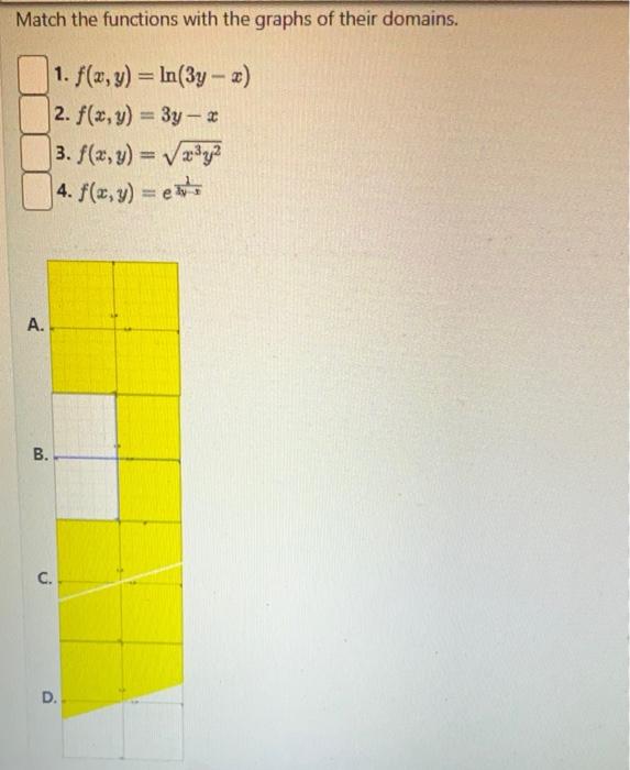 Solved Match the functions with the graphs of their domains. | Chegg.com