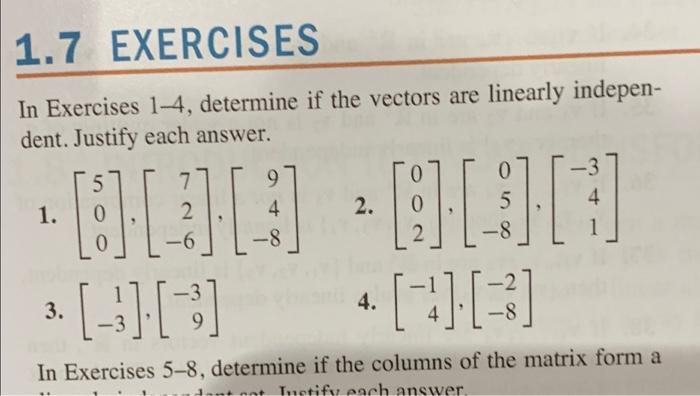 Solved 1.7 EXERCISES In Exercises 1-4, determine if the | Chegg.com