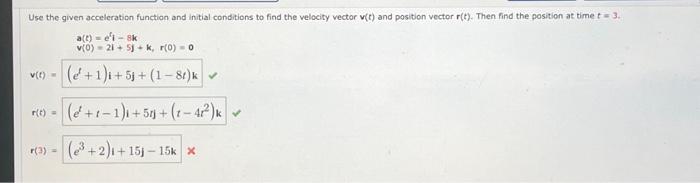 Solved Use the given acceleration function and initial | Chegg.com