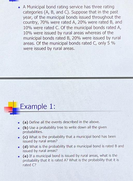 Solved A Municipal Bond Rating Service Has Three Rating | Chegg.com