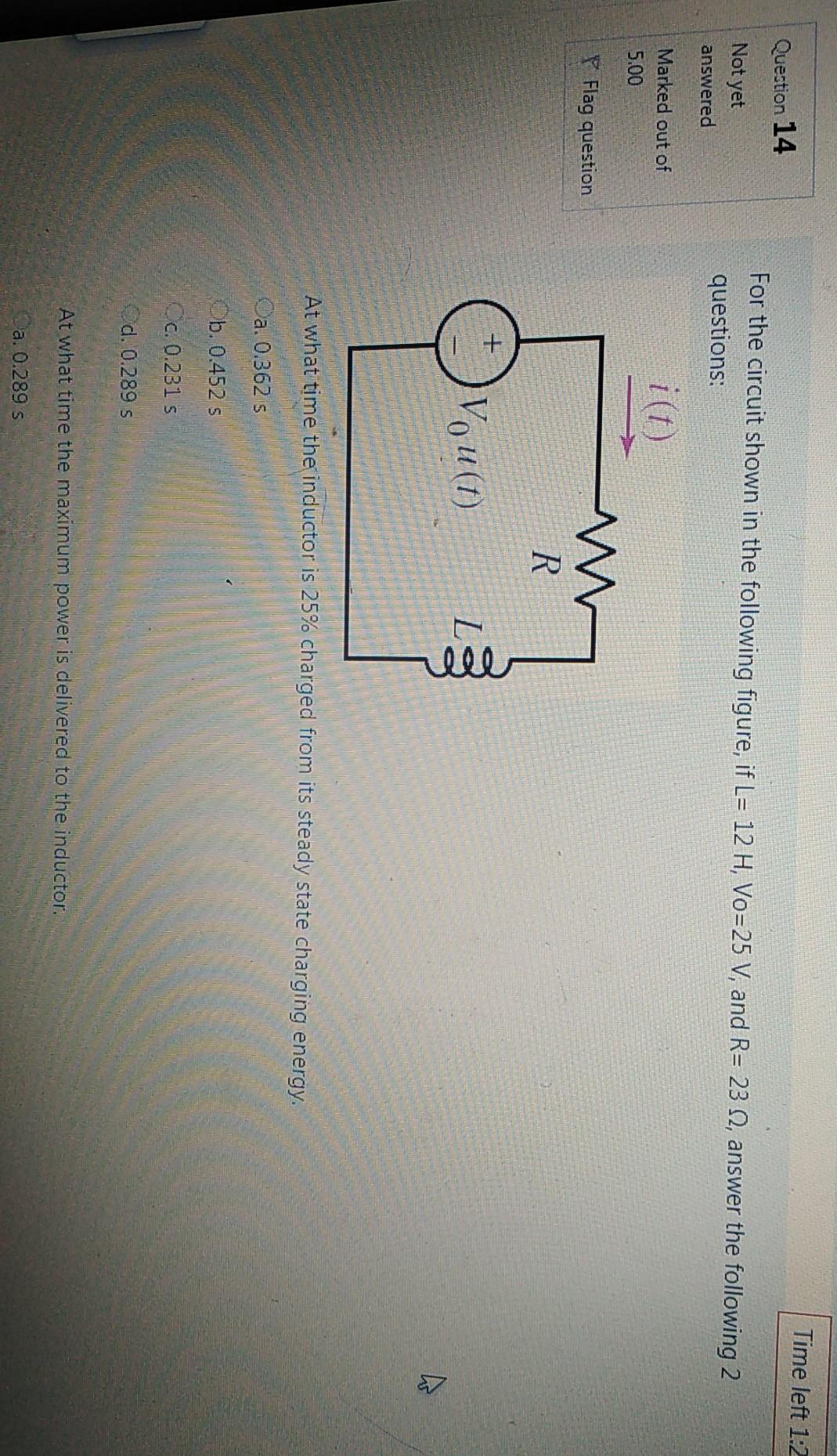 Solved Time left 1:2 Question 14 Not yet For the circuit | Chegg.com
