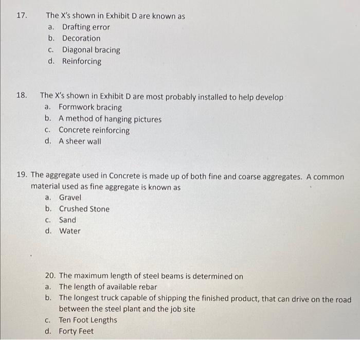 Solved Questions 17 and 18 are based on Exhibit D.17. The | Chegg.com