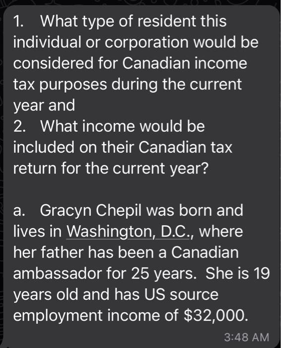 canadian resident for tax purposes