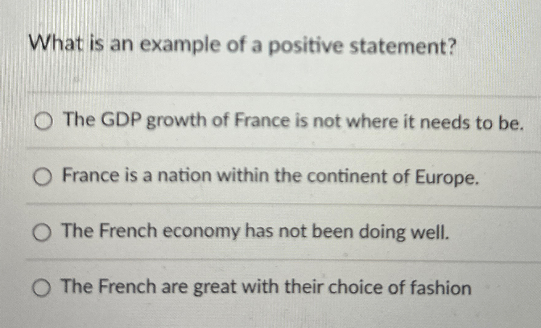 What is an example of a positive statement?The GDP | Chegg.com