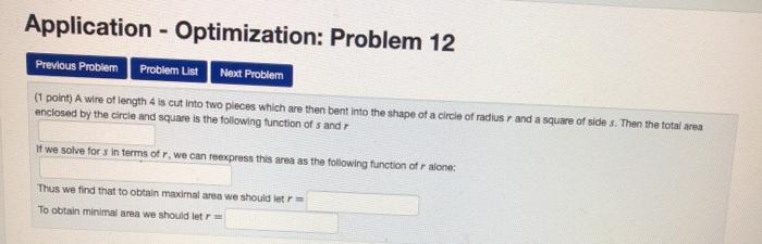 Solved Application - Optimization: Problem 3 Previous | Chegg.com