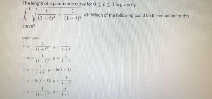 Solved وة The length of a parametric curve for 0 | Chegg.com