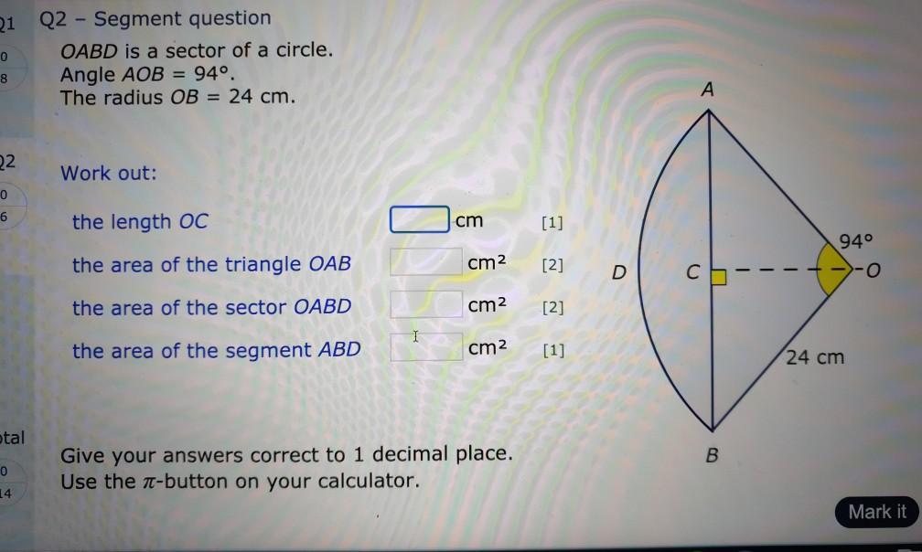 Solved Q1 Q1 Sector Questions Find The Length Of The Arc Chegg Com